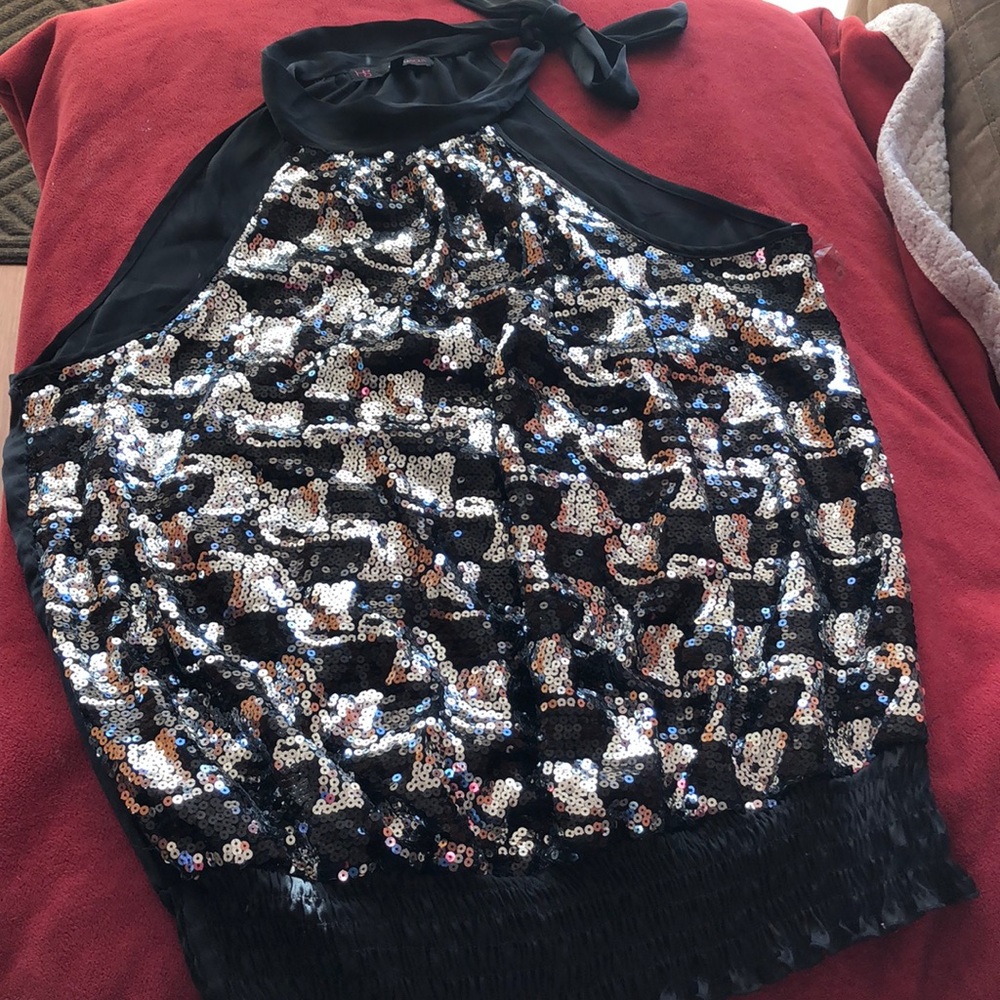 Black and silver silk top
